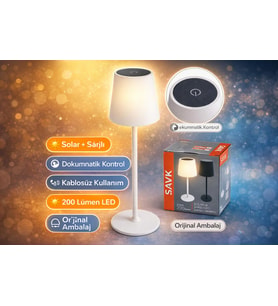 Muud Atelier Solar Şarjlı Dokunmatik Masa ve Gece Lambası Kademeli Dekoratif Beyaz