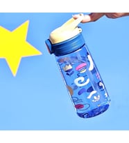 600ml Sevimli Karikatür Taşınabilir Çocuklar İçin Pipetli Matara&Suluk (Mavi)
