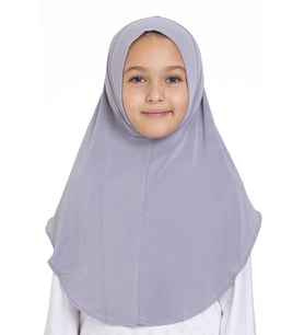 Gri Pratik Hazır Geçmeli Genç Tesettür Bone Sandy Kumaş Düz Hijab 2312_15