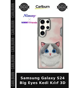 Samsung Galaxy S24 Big Eyes Kedi Kılıf 3D Telefon Koruma Doğum Günü Günlük Kullanım