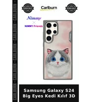 Samsung Galaxy S24 Big Eyes Kedi Kılıf 3D Telefon Koruma Doğum Günü Günlük Kullanım