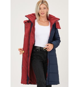 Dewberry Kadın %100 Polyester Kaban Lacivert Z6738 Günlük Dış Giyim, Şehir ve Ofis Stili, Hafta Sonu Kombini