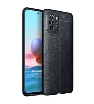 Microsonic Xiaomi Redmi Note 10S Kılıf Deri Dokulu Silikon Siyah