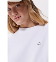 Lacoste Oversized Cotton Womens Sweatshirt Bol Kesim Bisiklet Yaka Pamuklu Kadın Sweatshirt Beyaz