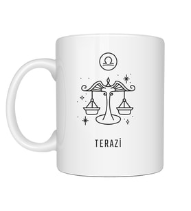 Kişiye Özel Terazi Burcu ve İsimli Beyaz Kupa
