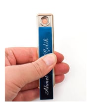 MOBGİFT Kişiye Özel  Elektronik/Tungsten  Çakmak Aşağı Kaydırmalı USB Şarjlı (Parlement Mavisi)