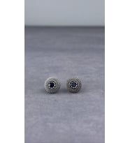 Telkari Safir Taşlı Gümüş Kadın Nokta Küpe