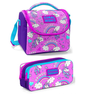 Coral High Pembe Mor Unicorn Kız Çocuk Beslenme Çantası Seti