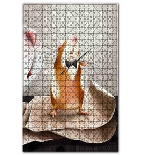Cakapuzzle Kedinin Bıyıklarıyla Keman Çalan Cesur Fare Puzzle Yapboz MDF (Ahşap) (120 Parça)