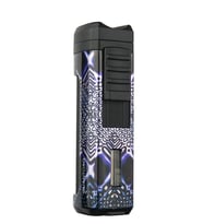 Quantoro Üç Torch Pürmüz Delicili Mavi Desenli Metal Puro Çakmağı - TRZ1204
