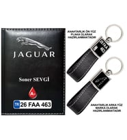 Plakanıza Özel Jaguar Logolu Siyah Ruhsat Kabı ve Anahtarlık