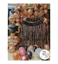 Rose Gold Siyah Bannerlı Doğum Günü Set