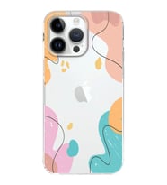 Apple iPhone 14 Pro Uyumlu Kapak Karışık Renkler Tasarımlı Şeffaf Silikon Kılıf