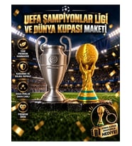 Şampiyonlar Ligi Kupası ve Dünya Kupası Futbol Ödülü Maketi Seti Dünya Kupası Anahtarlık Hediyeli