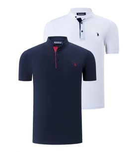 İKİLİ SET T8560 DEWBERRY ERKEK T-SHIRT-BEYAZ-LACİVERT