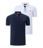 İKİLİ SET T8560 DEWBERRY ERKEK T-SHIRT-BEYAZ-LACİVERT (Beyaz - Lacivert)