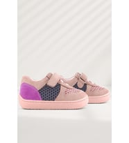 Rakerplus Bob Hakiki Deri Pudra Gri Mor Barefoot Cırtlı Lastikli Bebek Sneaker Ayakkabı