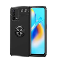 Oppo A74 4G Kılıf Mıknatıslı Yüzüklü Standlı Yumuşak Silikon Kapak Ravel (Siyah)