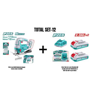 Total Set-12 (TOTAL Lion Akülü Kömürsüz Dekupaj Testere+2Lİ 2.0 Ah AKÜ VE ŞARJ ALETİ SETİ)