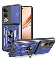 Vivo V50 Lite 4G Kılıf Kamera Korumalı Zırh Tank Sürgülü Vega Kapak (Mavi)