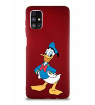 Samsung Galaxy M51 Soft Premier Kapak Donald Duck-C Tasarımlı Silikon Kılıf - Mürdüm (Şeffaf)
