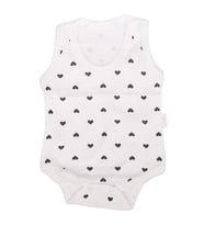 Kız Bebek Ekru Siyah Kalp Baskılı Askılı Çıtçıtlı Body Zıbın