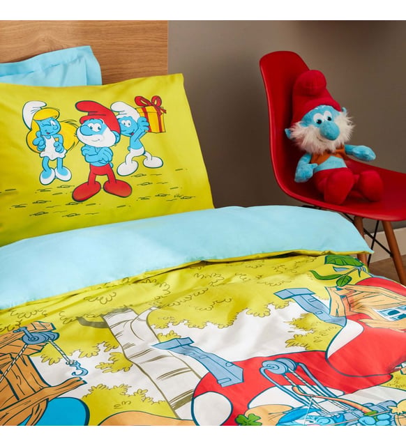 Smurfs by Karaca Home Mushroom Village Tek Kişilik Nevresim Takımı