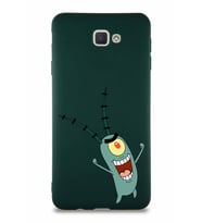 Samsung Galaxy J7 Prime Soft Premier Kapak Plankton Tasarımlı Silikon Kılıf - Yeşil (Şeffaf)