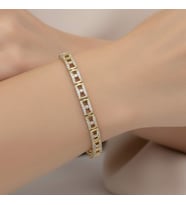 XUPING JEWELRY 14 Ayar Altın Kaplama, Orta Nokta Zirkon Taşlı Bileklik