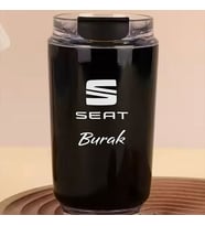Kişiye Özel Retro Stil 240ml Vakumlu Isı Korumalı Araç Baskılı Termos Kupa (Siyah)