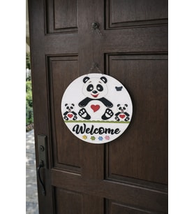 Panda temalı Welcome yazılı kapı süsü no16