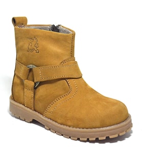 Rakerplus Chiron Hakiki Deri Sarı Fermuarlı Unisex Bebek Çizme (Tarçın)