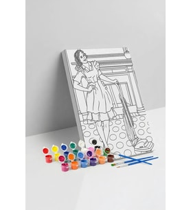 Ev Hanımı Desenli Mandala Tuval Boyama Seti 40x50 cm