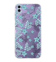 Huawei Honor 8c  Kamera korumalı Kapak Floral Su Yeşili Tasarımlı  Şeffaf Kılıf