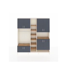 Arges Dolap 18 Raflı 8 Kapaklı Tek Askılı 220x30x243 Aytaşı-Antrasit/Çam