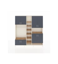 Arges Dolap 18 Raflı 8 Kapaklı Tek Askılı 220x30x243 Aytaşı-Antrasit/Çam