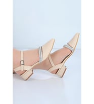 Crista 24-07 Saten 3Cm Topuklu Kadın Ayakkabı (Krem)
