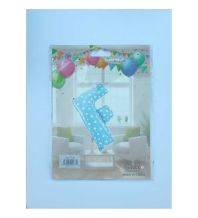 F Harf Mavi Yıldız Desenli Folyo Balon 26" inç 65 cm parti, doğum