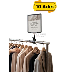 10 Adet - A4 Mandallı Fiyatlık Etiketlik Sepet Raf Askılık Fiyat Etiketi Çerçeveli Market Mağaza Siyah