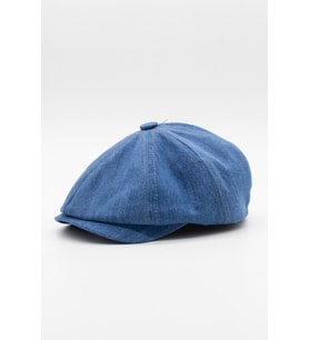 Erkek Denim İngiliz Newsboy Kasket - Açık Mavi Kot Şapka  Standart Fit/Esnek