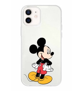 Apple iPhone 12 Mini Uyumlu Kapak Mickey Mouse Tasarımlı Şeffaf Silikon Kılıf