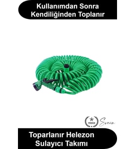 Spiral Bahçe Hortumu 30 Metre Kendiliğinden Toplanan Otomatik Kıvrılmaz Esnek Yaylı Hafif Dayanıklı