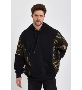 ALEXANDERGARDI KAPÜŞONLU OVERSİZE SWEATSHIRT(E22-75200) (Siyah)
