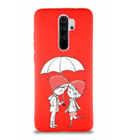 Xiaomi Redmi Note 8 Pro Soft Premier Kapak Aşk Tasarımlı Silikon Kılıf - Kırmızı (Şeffaf)