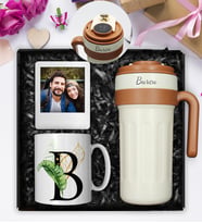 Kişiye Özel Çelik 700 ML Dereceli Termos & Kişiye Özel Kupa & Fotoğraf Çerçevesi Hediye Seti