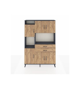 Arges Gardrop 8 Raflı 2 Çekmeceli 6 Kapaklı 132x30x195 Antrasit-Çam