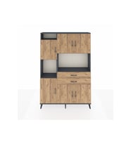 Arges Gardrop 8 Raflı 2 Çekmeceli 6 Kapaklı 132x30x195 Antrasit-Çam
