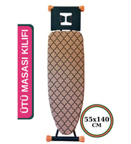 Ütü Masası Kılıfı Büyük Boy İpli Stoperli Keçeli Kılıfı Örtüsü Bezi 55x140cm Damask Caramel