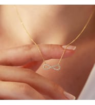 İnce Sonsuzluk Zirkon Taşlı Gold Kaplama Gümüş Kolye