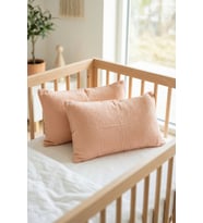 Çift Katlı Müslin Çocuk Yastık Kılıfı %100 Pamuk 35x45 cm 2’li Bebek Çocuk Kılıf Seti Somon